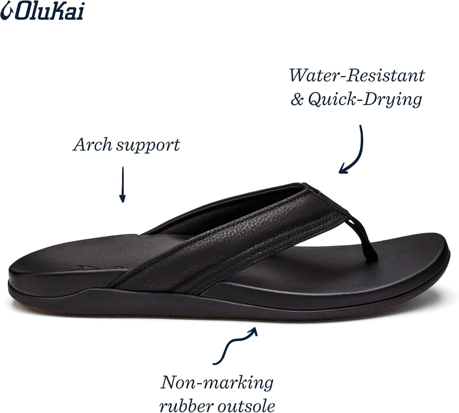 OLUKAI Maha Men's Beach Sandal, Water-Friendly Shoe, All-Day Wear & Ultra-Soft Comfort Fit