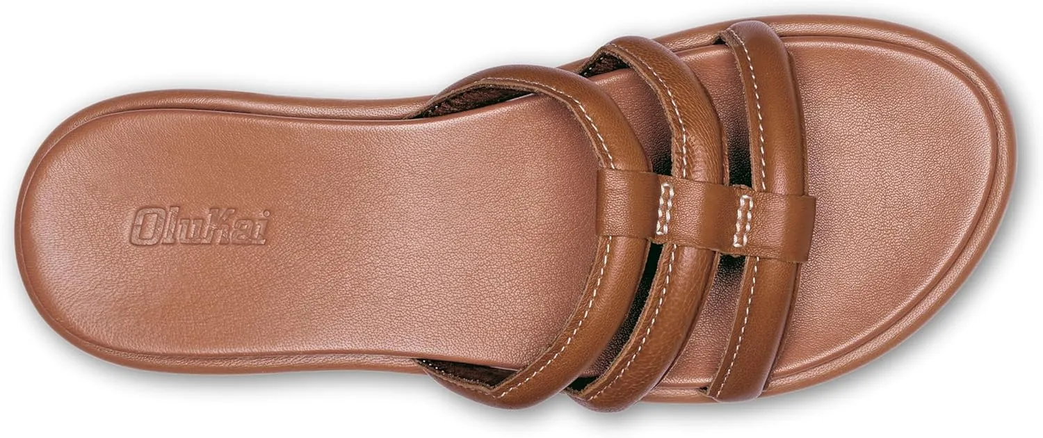 OLUKAI Tiare Women's Slide Sandals, Premium Leather & Stylish Design, All-Day Comfort & Support