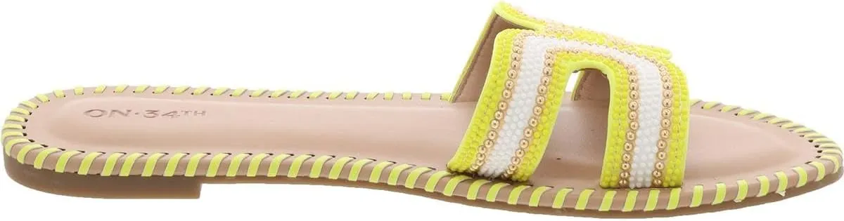 On 34th Womens Mansi Slip On Cut-Out Slide Sandals