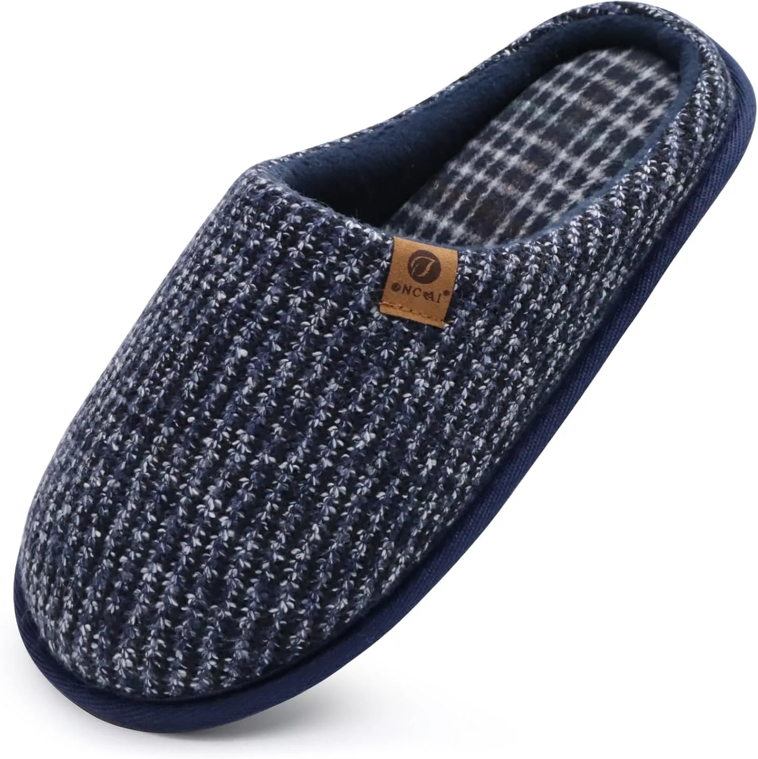 ONCAI Mens Cozy Memory Foam Scuff Slippers Slip On Warm House Shoes Indoor/Outdoor with Best Arch Support