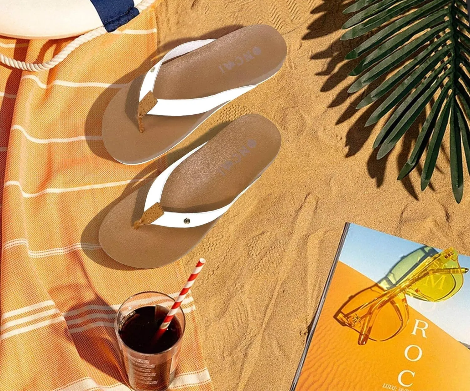 ONCAI Womens Flip Flops For Women Comfortable Strap Yoga Mat Non-Slip Women's Thong Sandal Casual Summer Beach Slippers With Arch Support