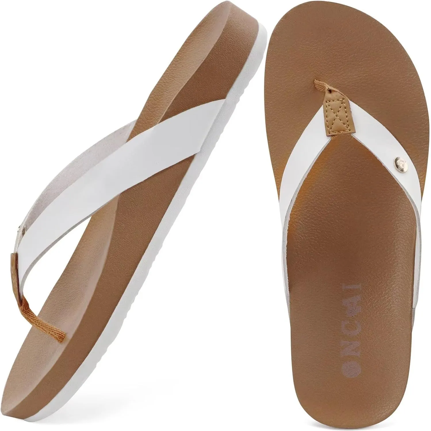 ONCAI Womens Flip Flops For Women Comfortable Strap Yoga Mat Non-Slip Women's Thong Sandal Casual Summer Beach Slippers With Arch Support