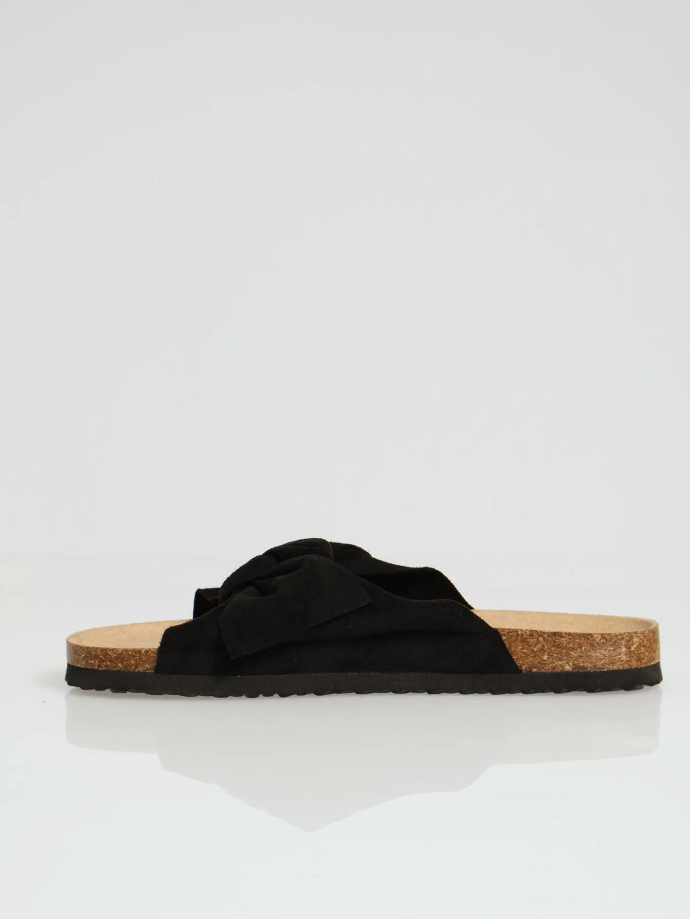 One Strap Bow Push In Mule Sandal - Black
