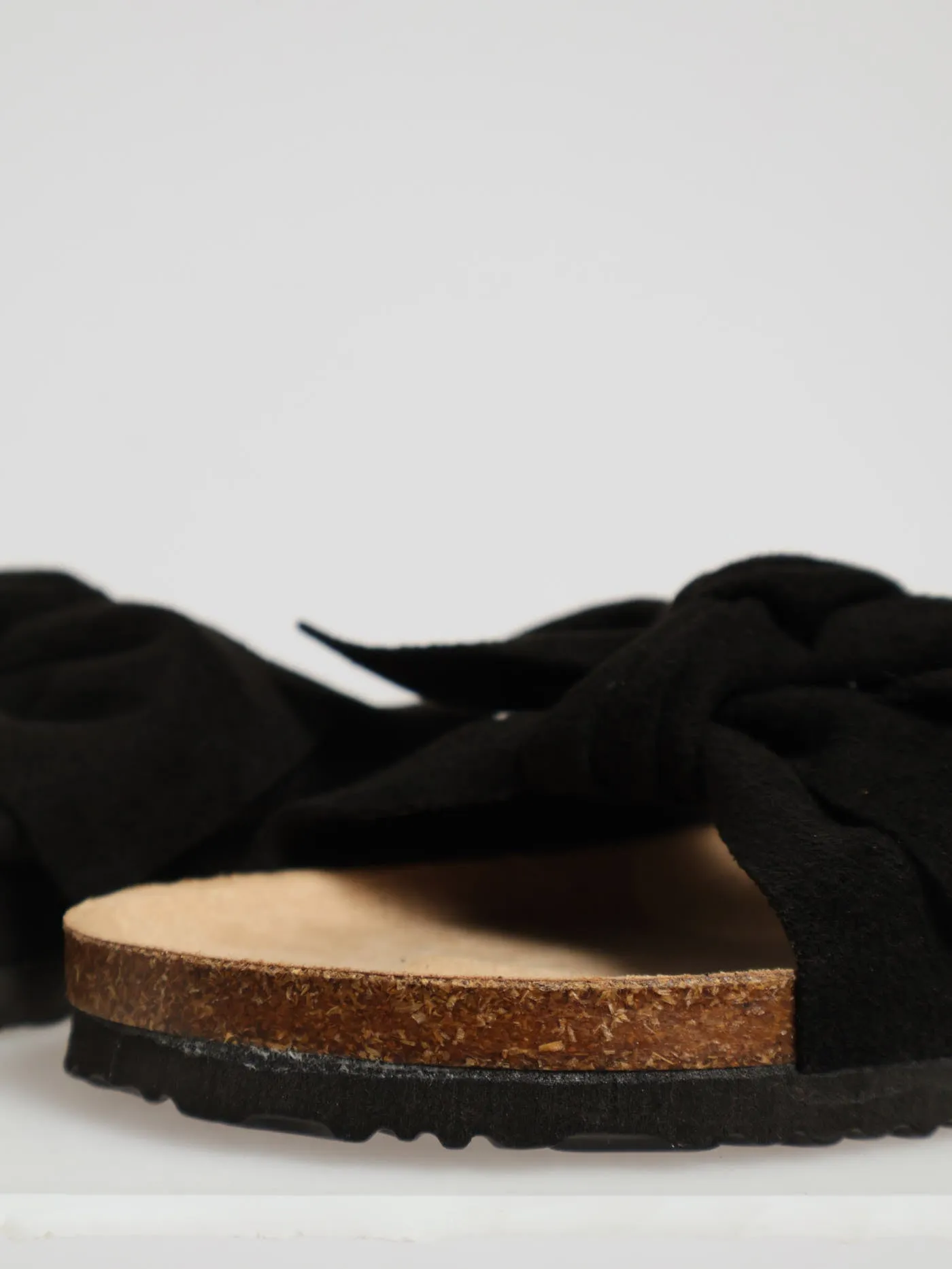 One Strap Bow Push In Mule Sandal - Black