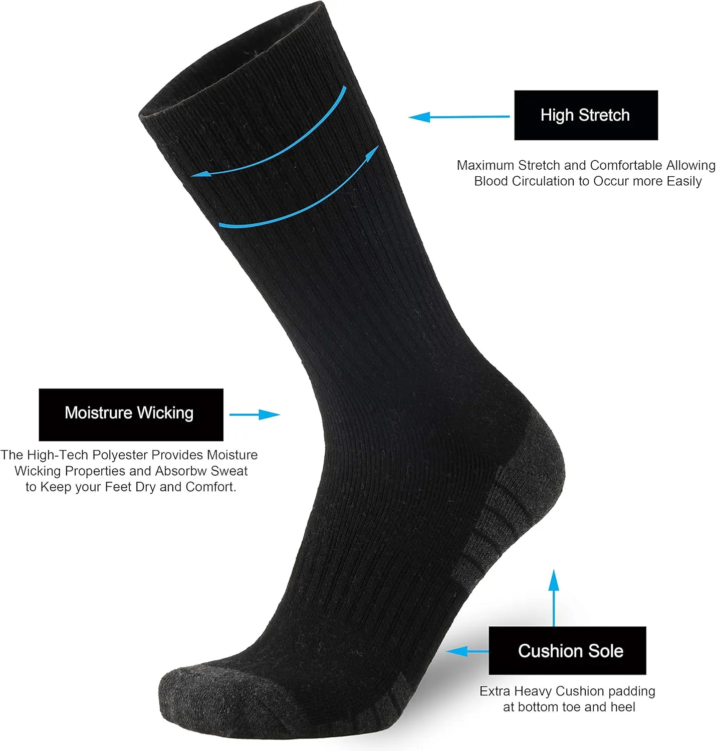 ONKE Cotton Full Cushion Crew Socks for Men Women Athletic Thick Warm Heavy Duty Steel Toe Work Boot Moisture Wicking Control