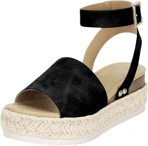 Open Toe Sandals for Women Platform Wedges Slides Bohemia Sandals Comfortable Breathable Backless Walking Slipper Summer Dressy Slippers with Adjustable Ankle Strap Shoes
