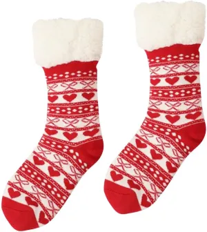 Oplxuo Christmas Fuzzy Slipper Socks for Women Sherpa Fluffy Warm Fleece Lined Socks Non Skid Thermal Socks Home Xmas Gifts