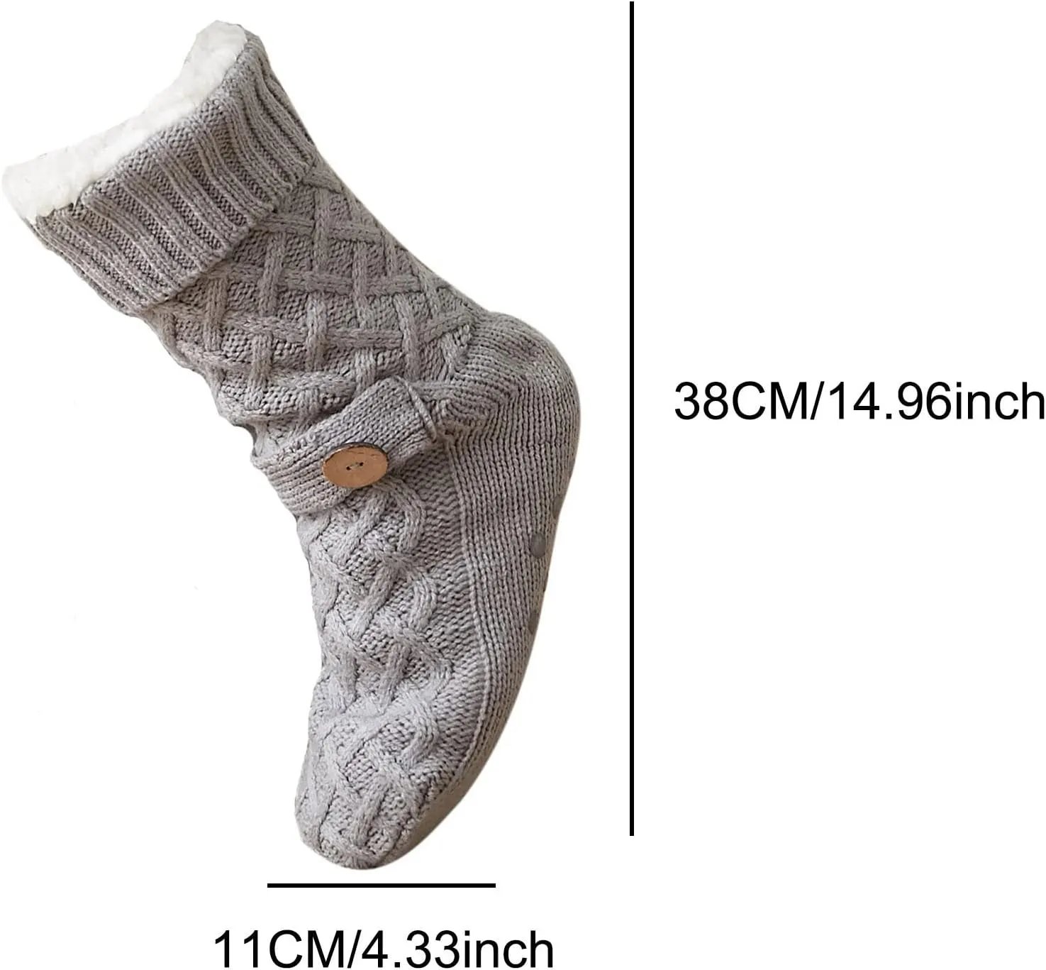 Oplxuo Womens Slipper Socks with Grippers Ladies Warm Cable Knit Fuzzy Socks Winter Cozy Fleece-lined Non Slip Slipper Socks