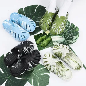 Optigard Monstera Slippers for Women and Men,Monstera EVA Thick Sole Pillow Slippers,Non Slip Quick Drying Breathable Beach Monstera Slides