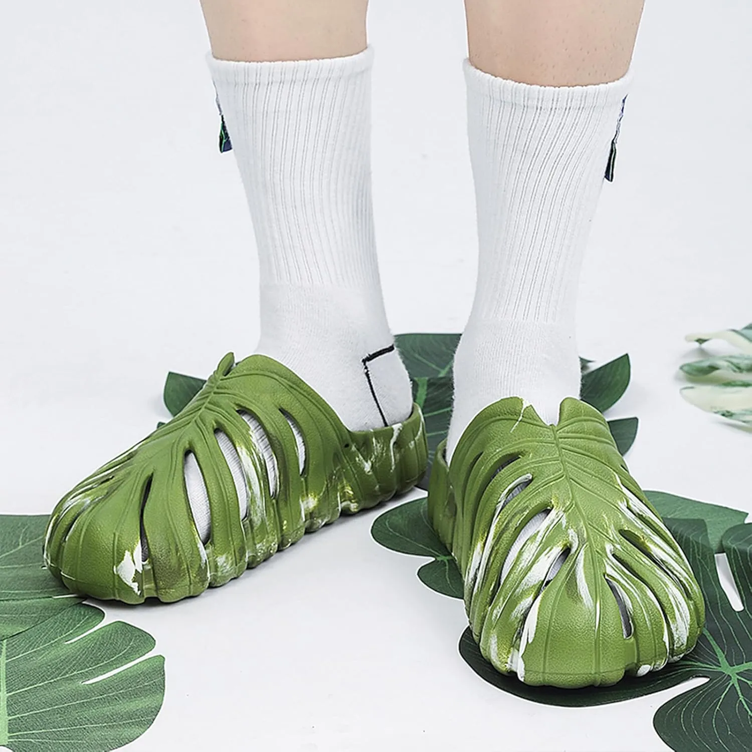 Optigard Monstera Slippers for Women and Men,Monstera EVA Thick Sole Pillow Slippers,Non Slip Quick Drying Breathable Beach Monstera Slides