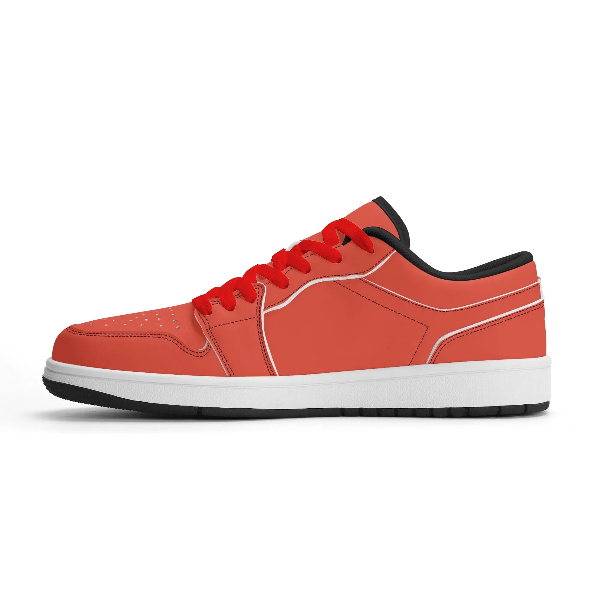 Orange Red Low Top Leder Sneaker für Damen