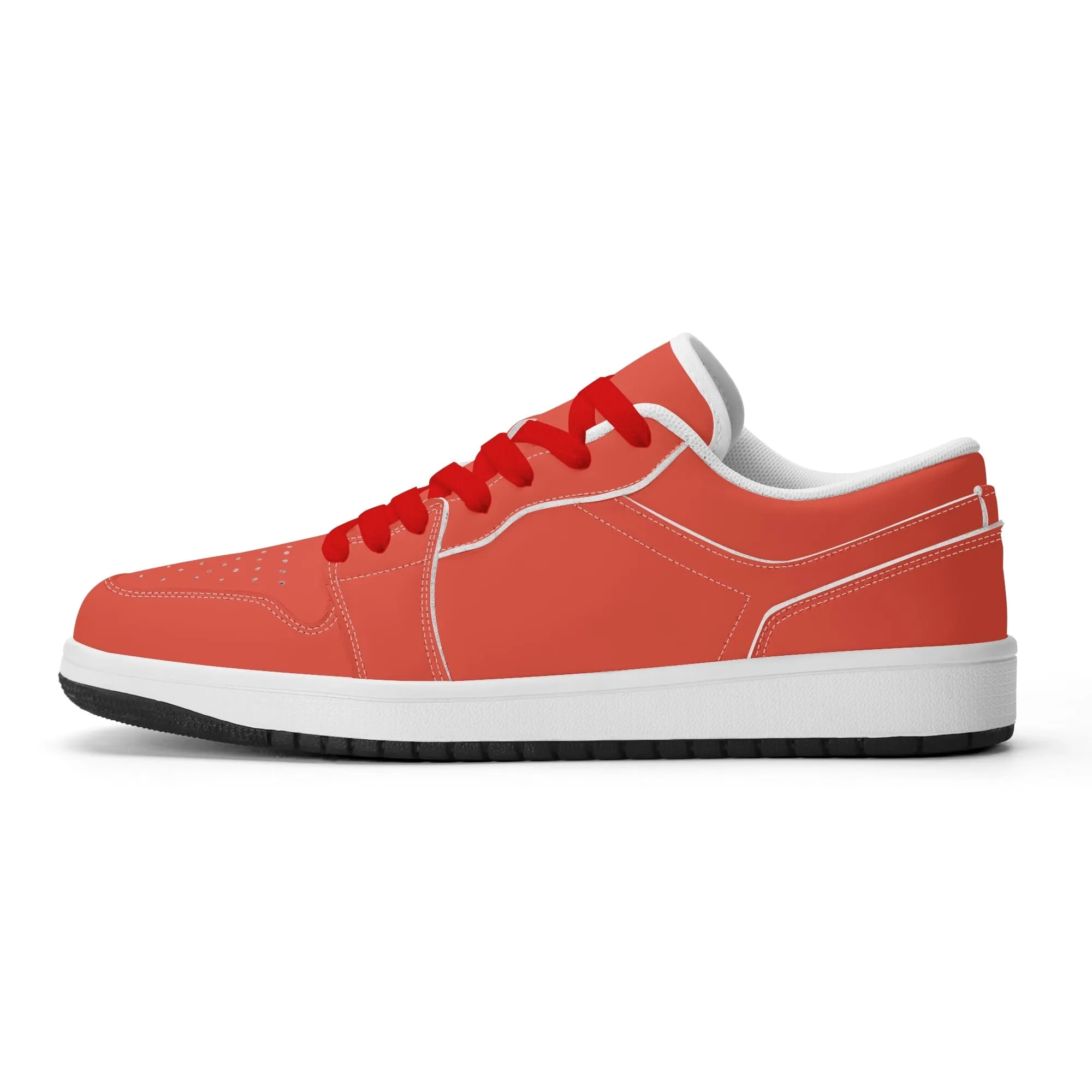 Orange Red Low Top Leder Sneaker für Damen