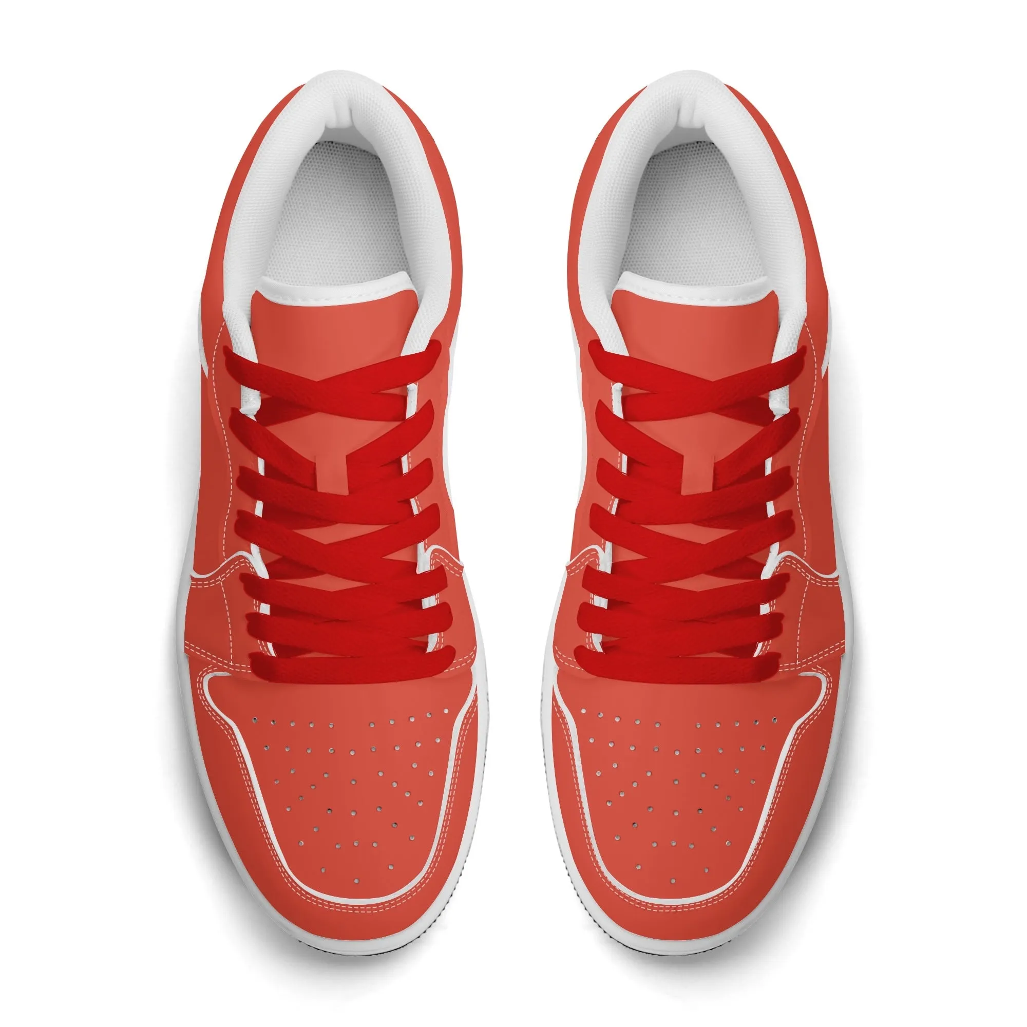 Orange Red Low Top Leder Sneaker für Damen