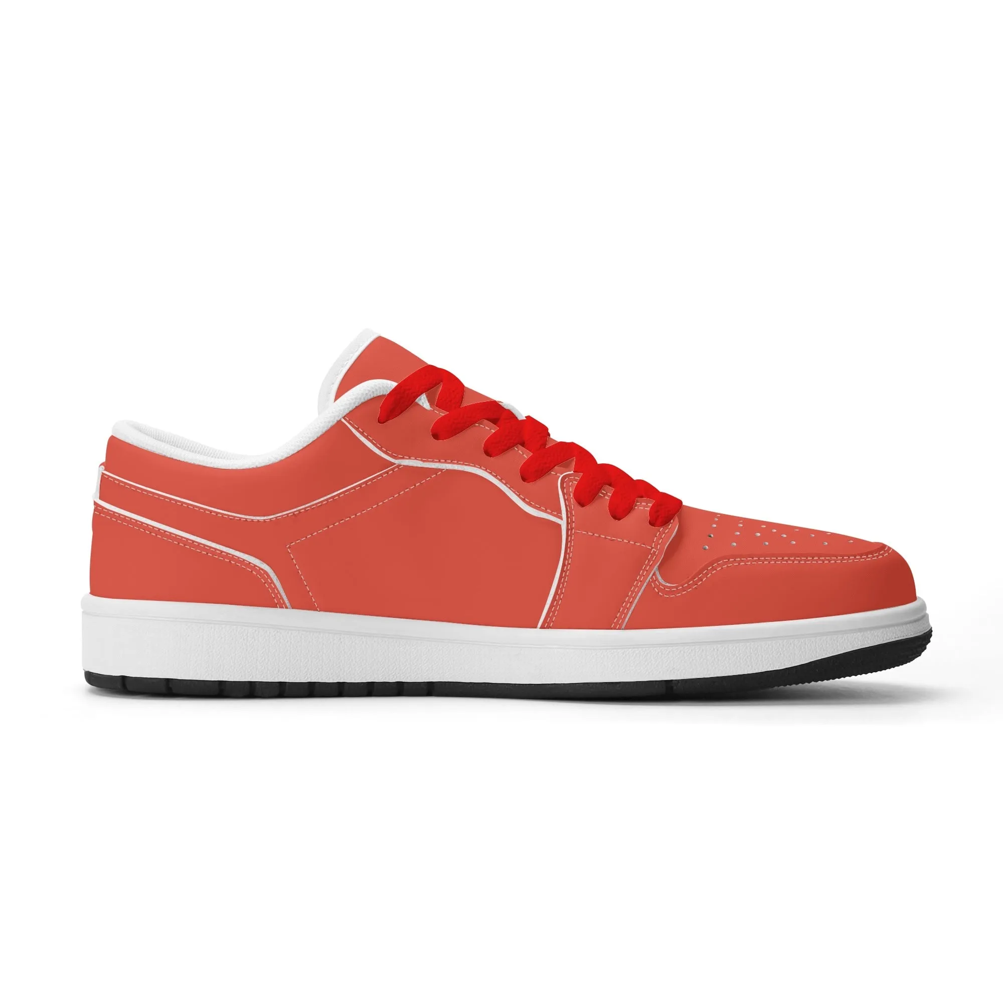 Orange Red Low Top Leder Sneaker für Damen