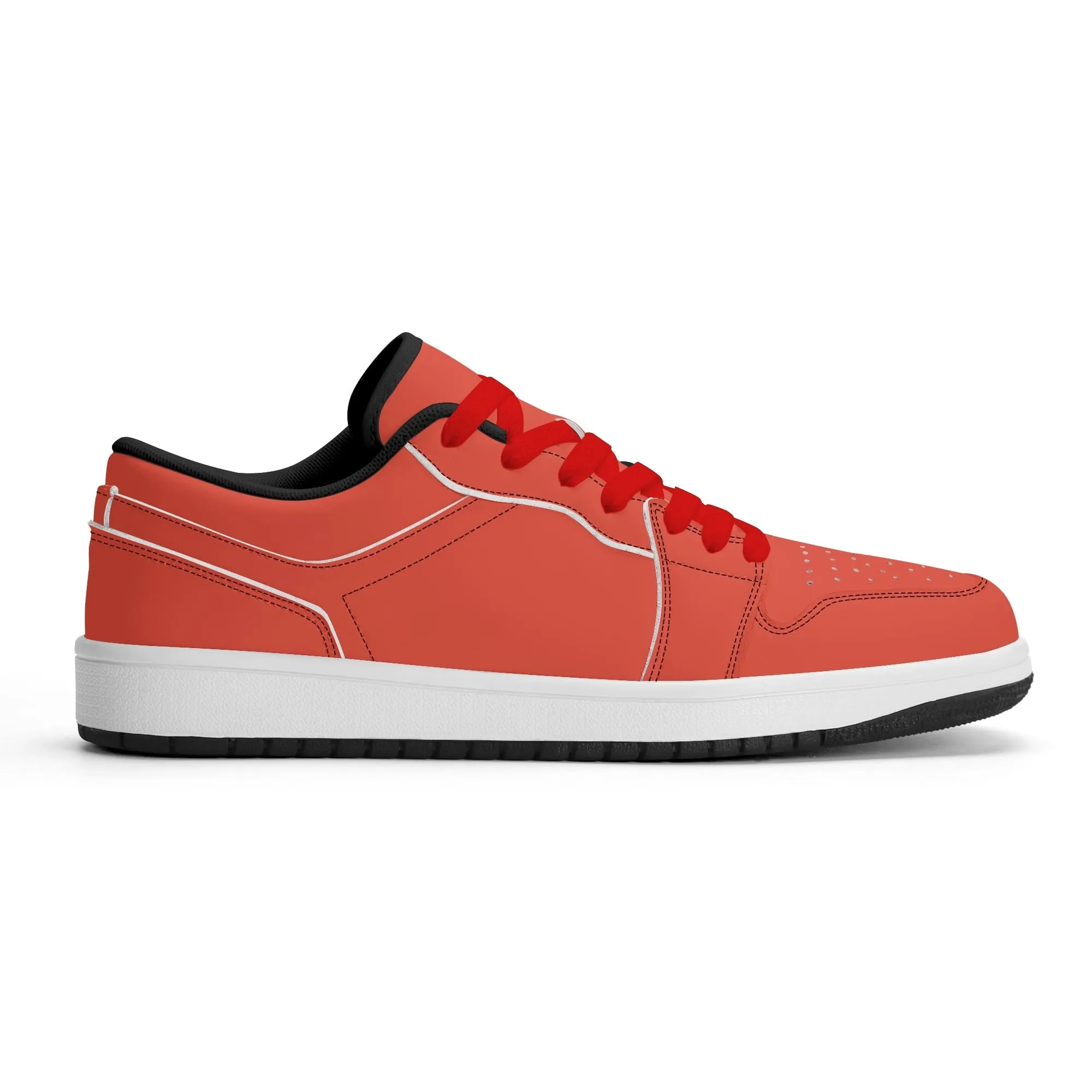 Orange Red Low Top Leder Sneaker für Damen
