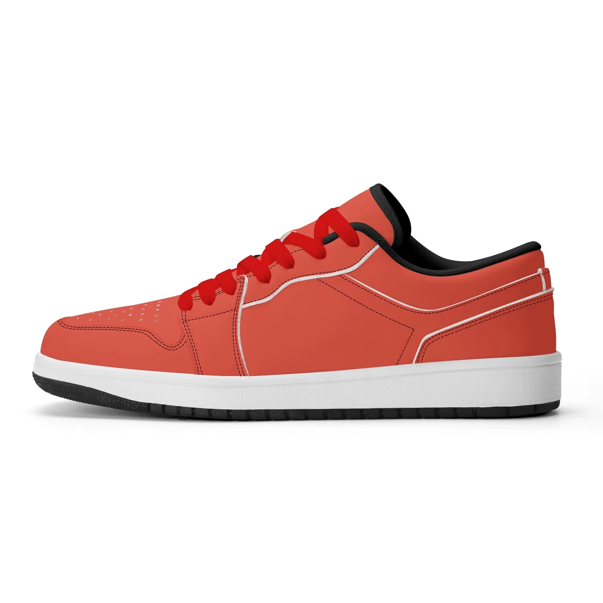 Orange Red Low Top Leder Sneaker für Damen