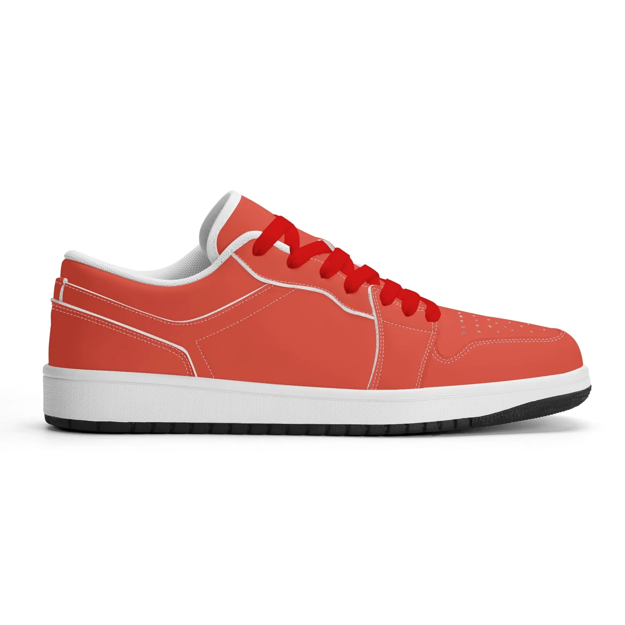 Orange Red Low Top Leder Sneaker für Damen