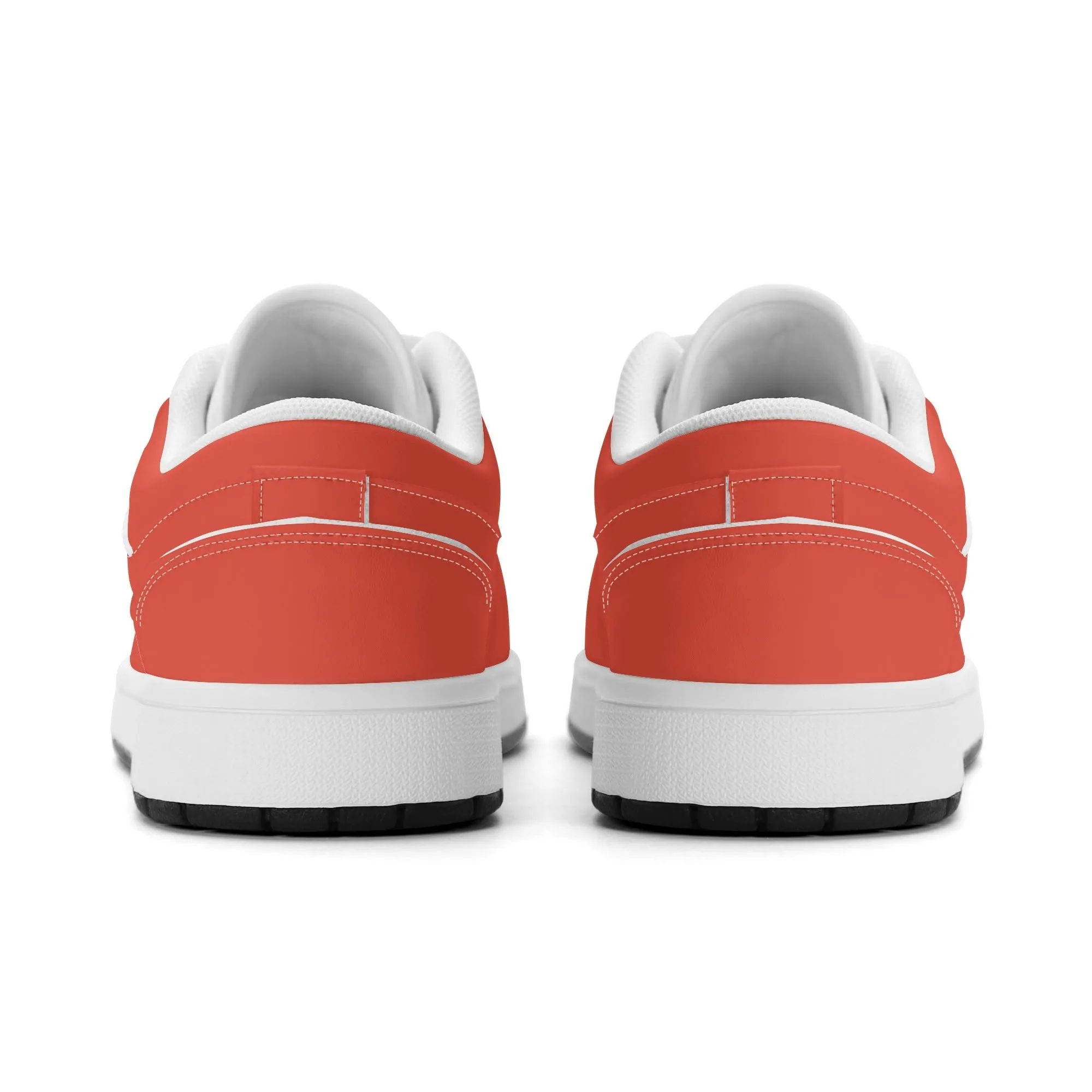 Orange Red Low Top Leder Sneaker für Damen