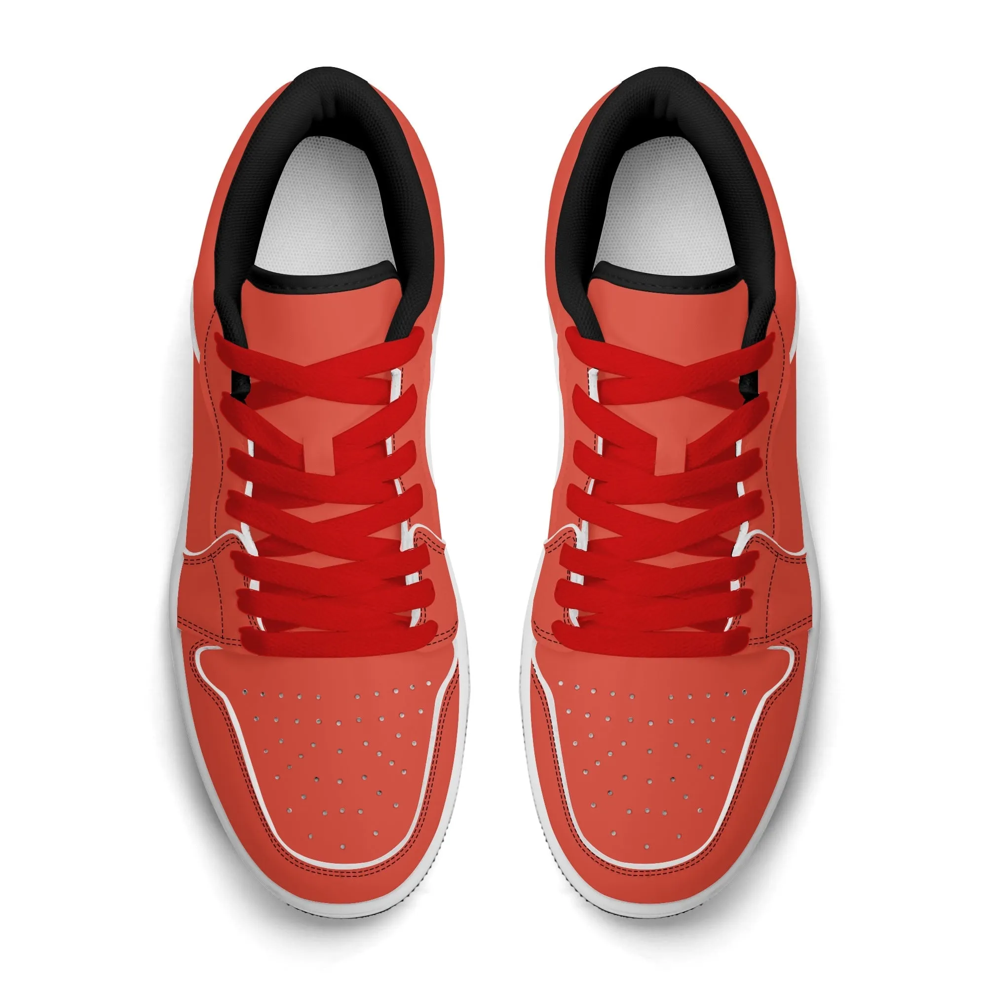 Orange Red Low Top Leder Sneaker für Damen