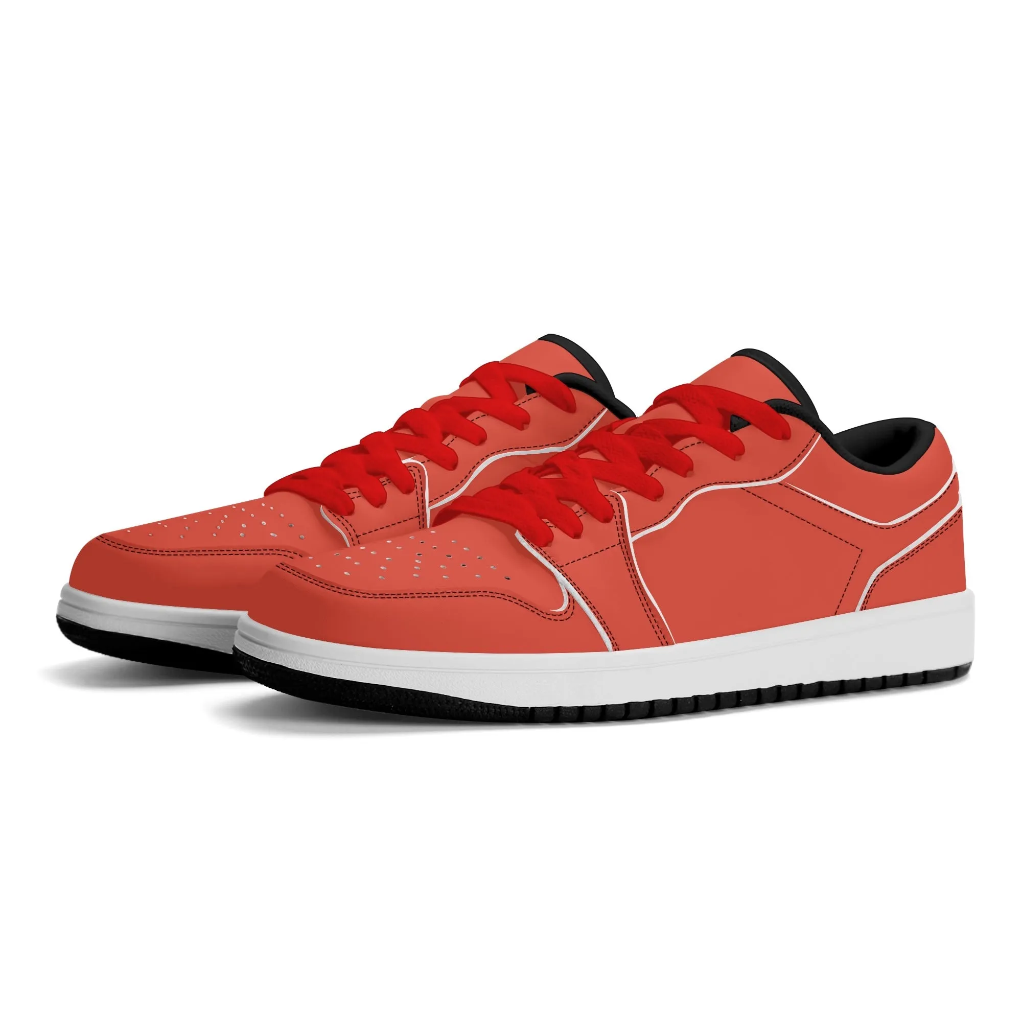 Orange Red Low Top Leder Sneaker für Damen
