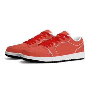 Orange Red Low Top Leder Sneaker für Damen