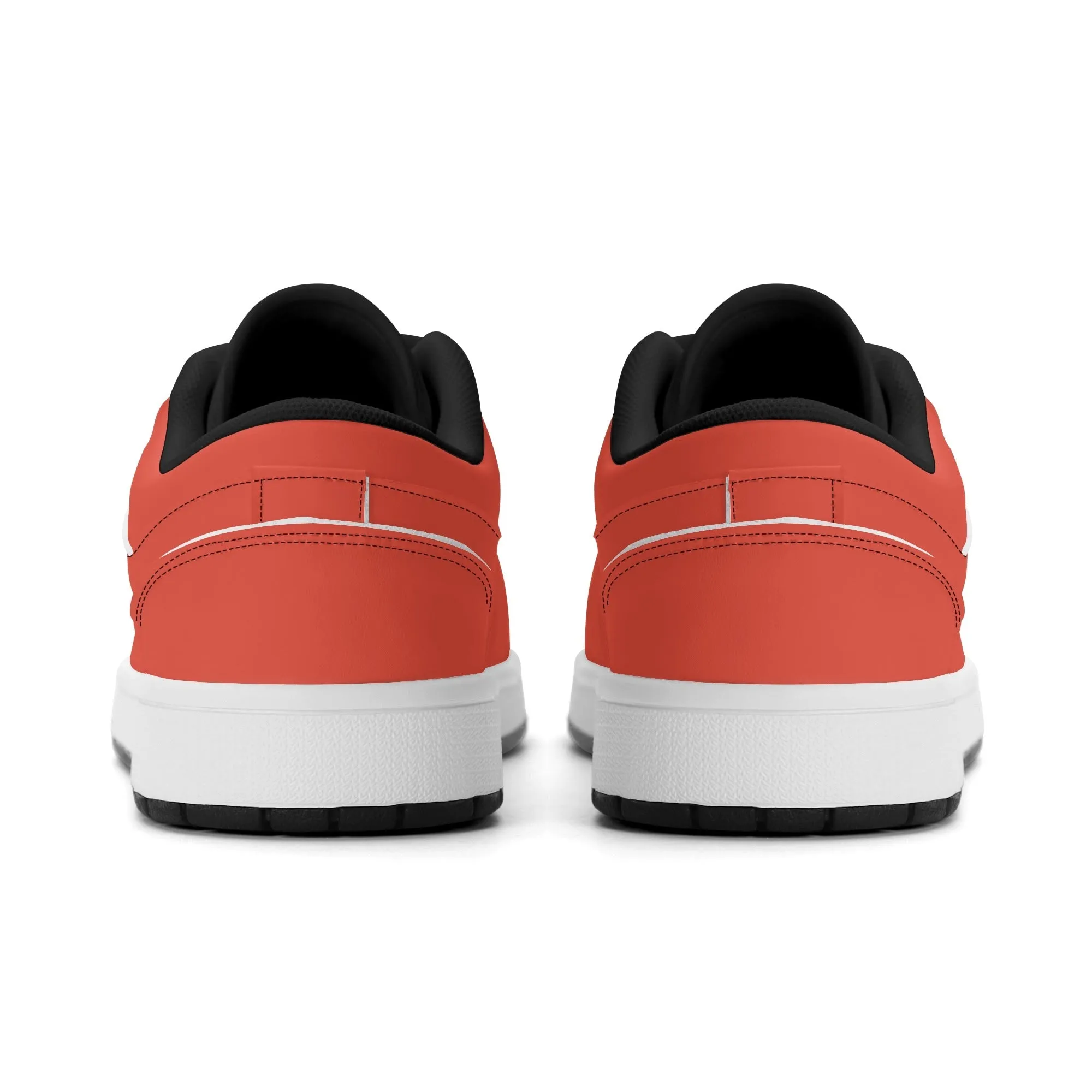 Orange Red Low Top Leder Sneaker für Damen