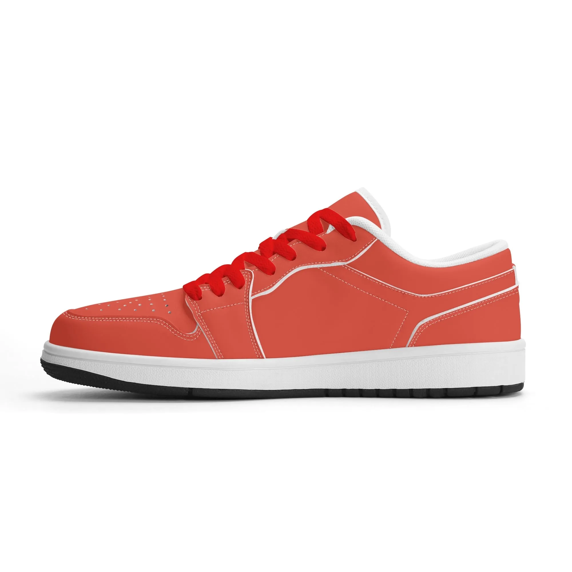 Orange Red Low Top Leder Sneaker für Damen