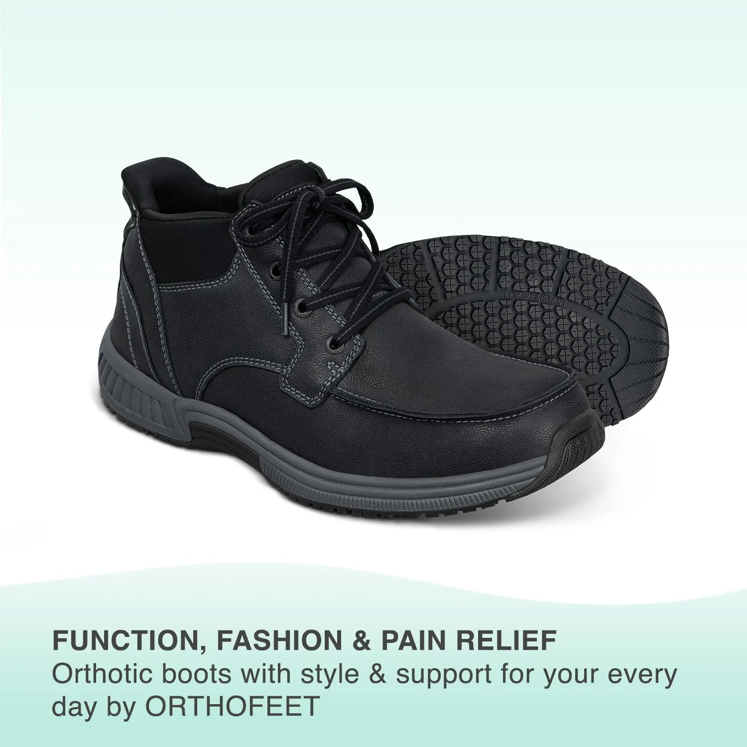 Orthofeet Men's Orthopedic Leather Verno Hands-Free Boot
