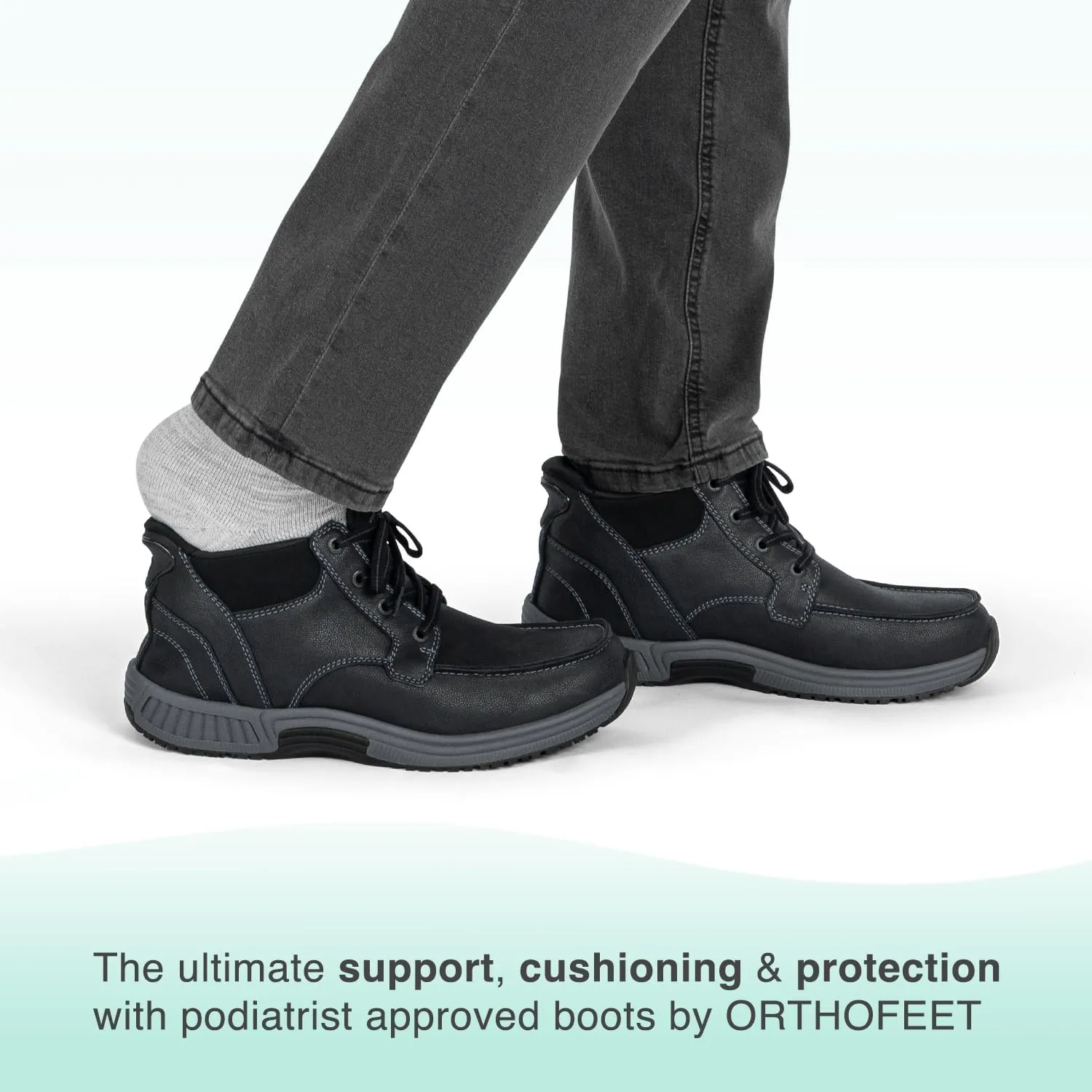 Orthofeet Men's Orthopedic Leather Verno Hands-Free Boot