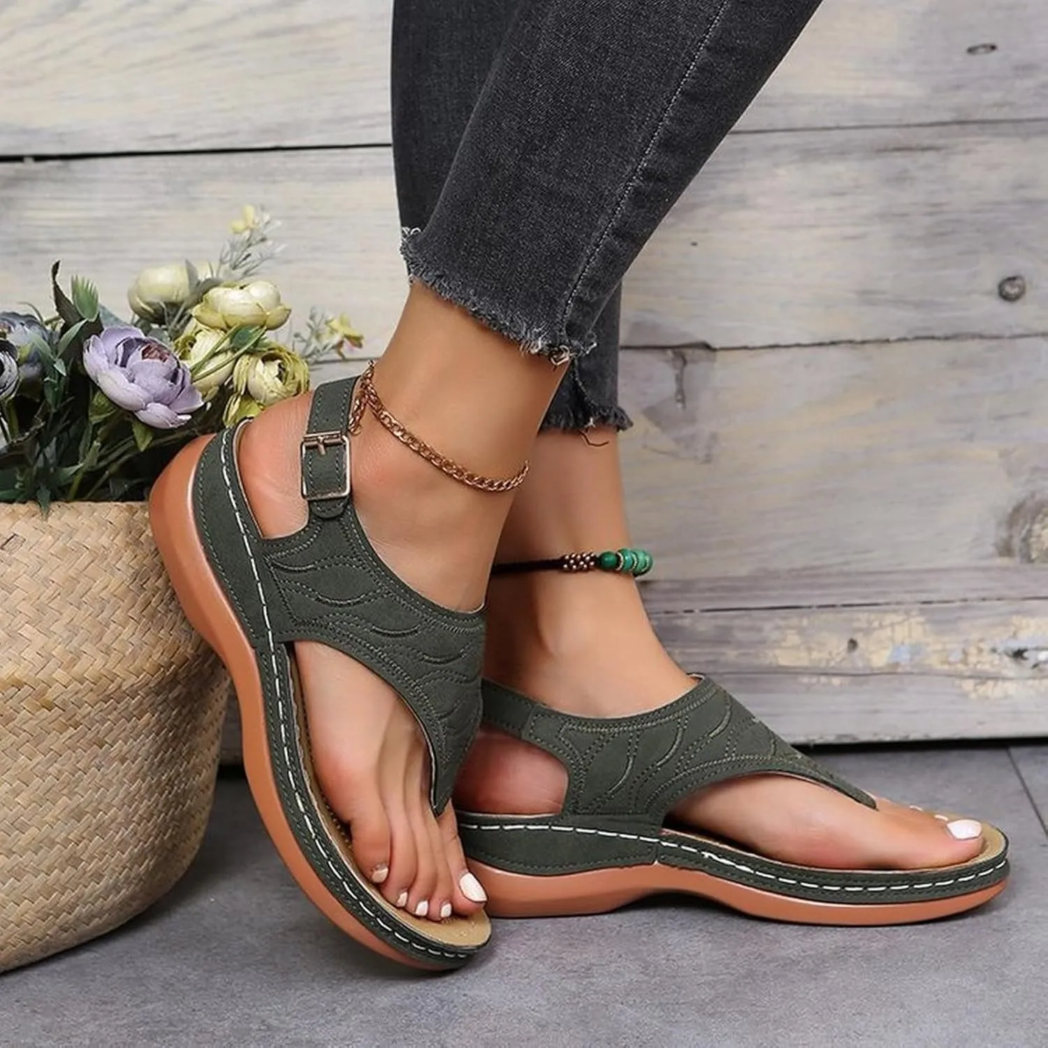 Orthopedic Sandals for Women Sandals Closed Toe Wedge Shoes Dressy Summer Beach Slides Walking Flip Flops for Women Ankle Strap Slip On Platform Sandals Comfortable Womens Orthopedic Sandal