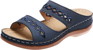 Orthopedic Sandals for Women Wide Width Womens Orthopedic Sandals 9 Wedge Sandals for Women Dressy Summer Arch Support Slides for Women Orthotic Flip Flops Women Black Womens Flats