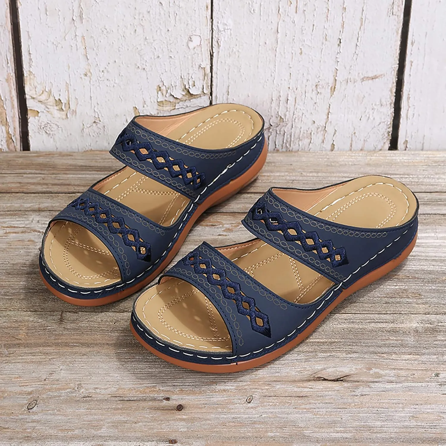 Orthopedic Sandals for Women Wide Width Womens Orthopedic Sandals 9 Wedge Sandals for Women Dressy Summer Arch Support Slides for Women Orthotic Flip Flops Women Black Womens Flats