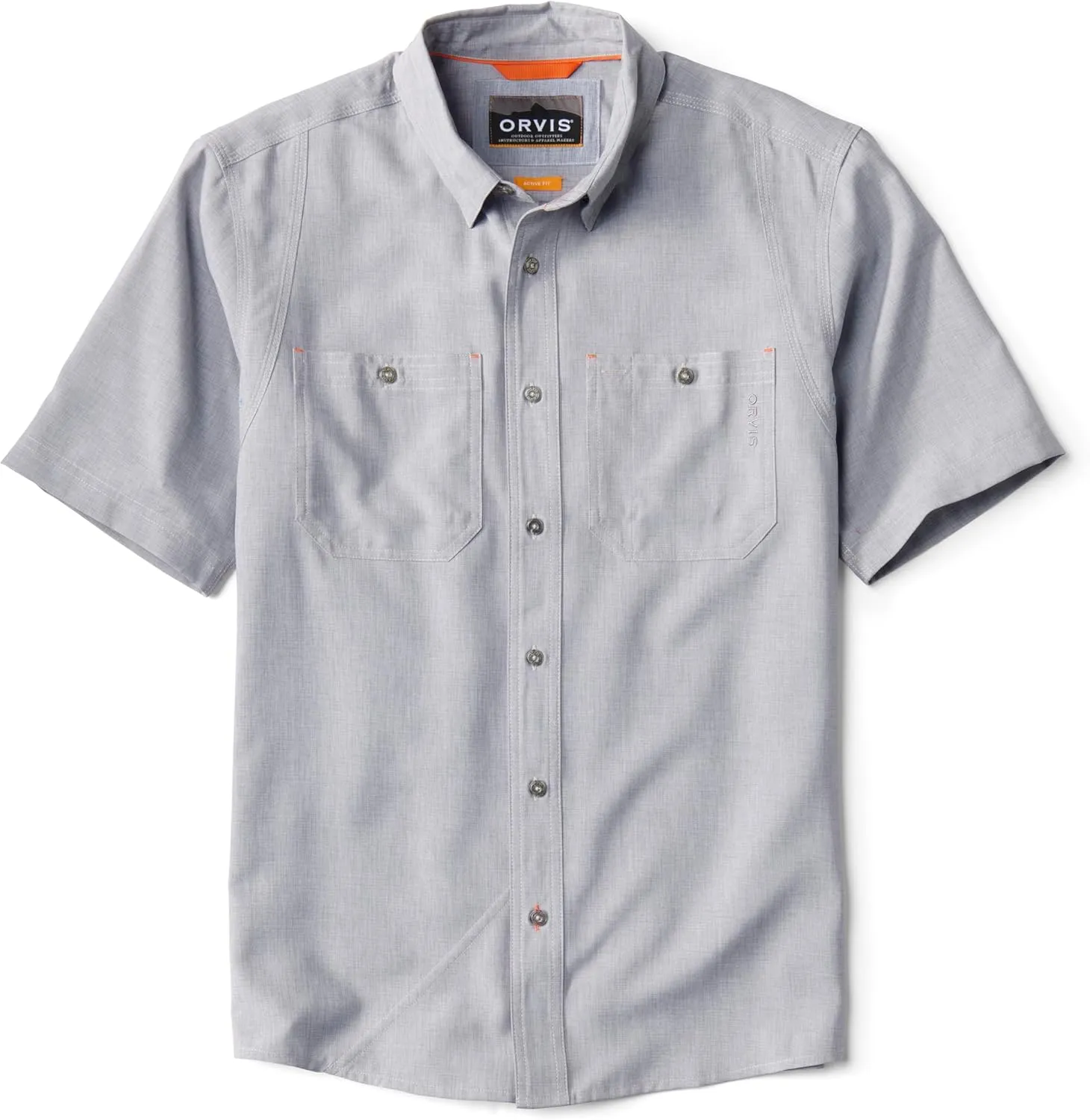 Orvis Tech Chambray Short-Sleeve Work Shirts for Men with Odor Control Thermal Regulation, and UPF 40 Sun Protection