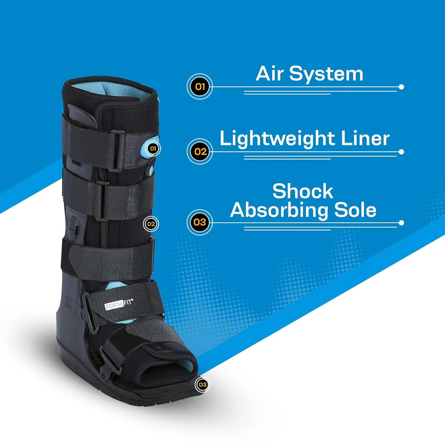 Ossur Formfit Walker Boot with Air - Medical Grade Immobilization for Strains, Sprains & Stable Fractures | Pneumatic Technology to Reduce Pain & Swelling | Breathable Material (Low Top, Large)