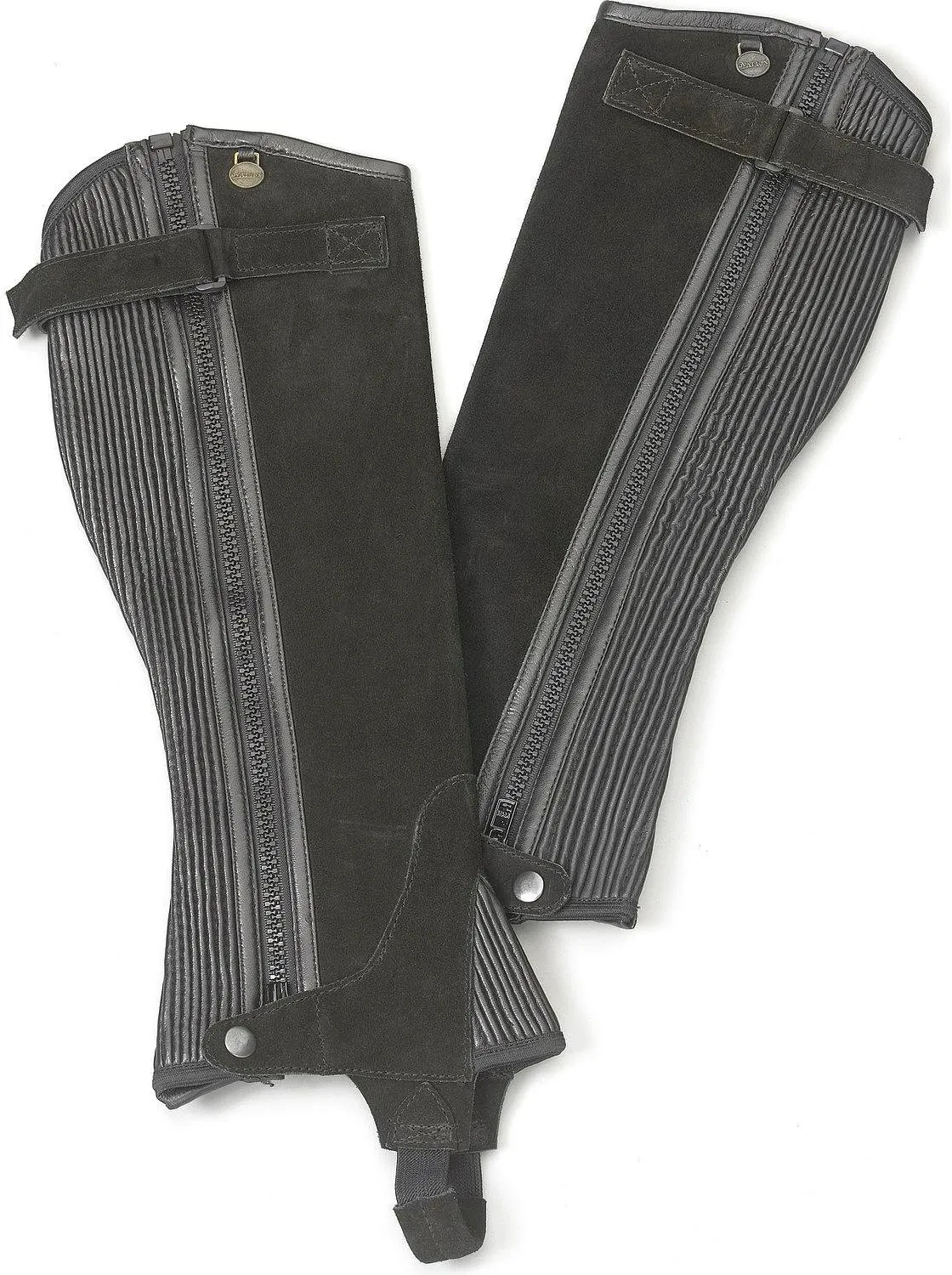 Ovation womens Black Ribbed Suede Leather Durable Lightweight Adjustable Breathable Horse Riding Half Chap