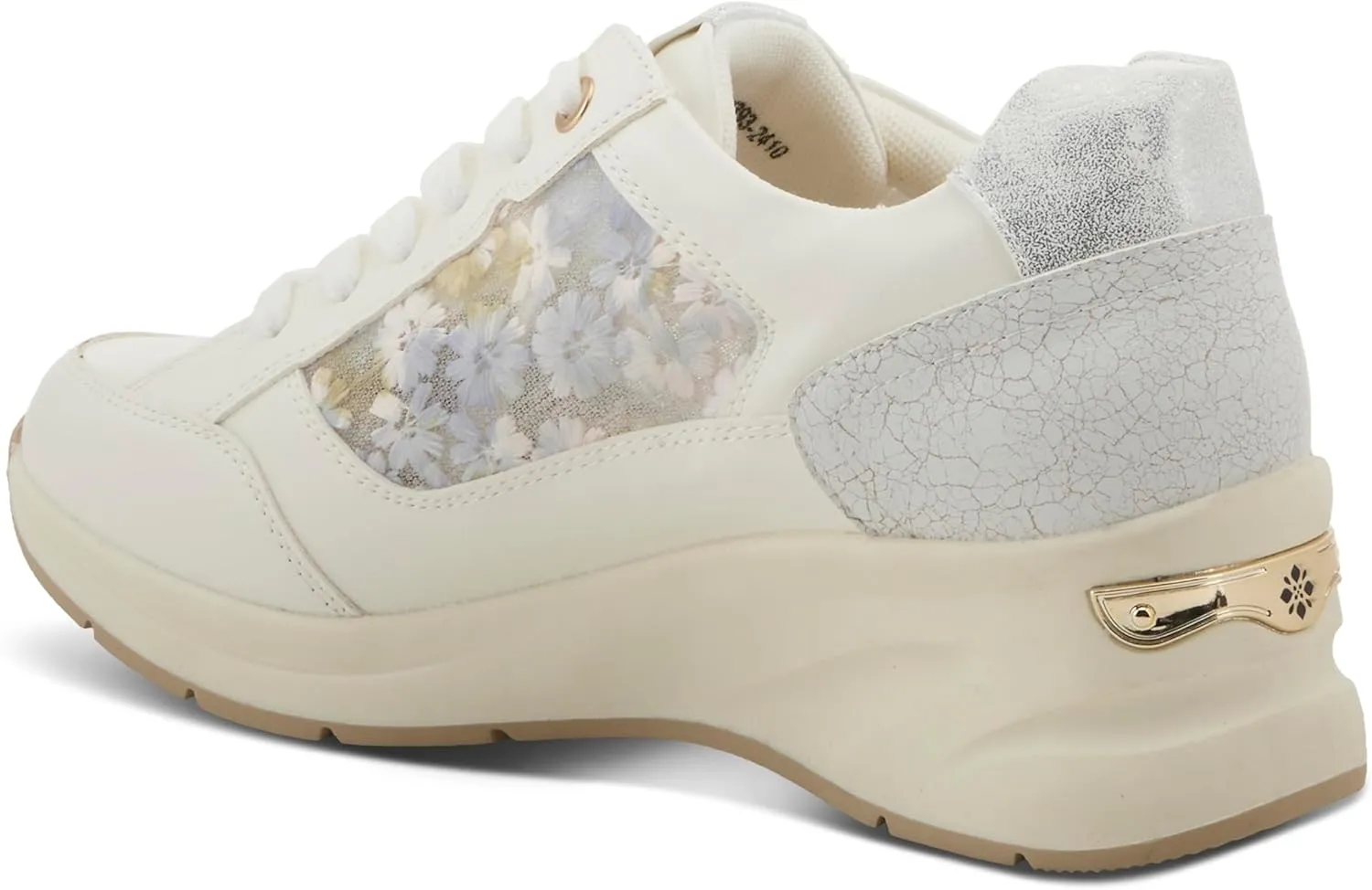 PATRIZIA Women's DELVINA Lace-Up Wedge Sneakers - Embroidered Mesh Side Panels with Cushioned Footbed