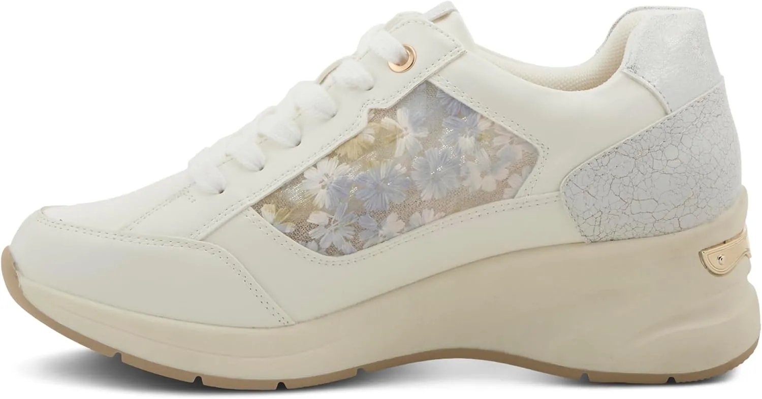 PATRIZIA Women's DELVINA Lace-Up Wedge Sneakers - Embroidered Mesh Side Panels with Cushioned Footbed