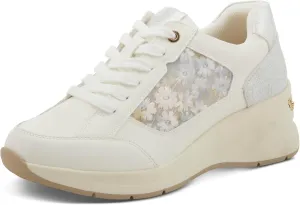PATRIZIA Women's DELVINA Lace-Up Wedge Sneakers - Embroidered Mesh Side Panels with Cushioned Footbed