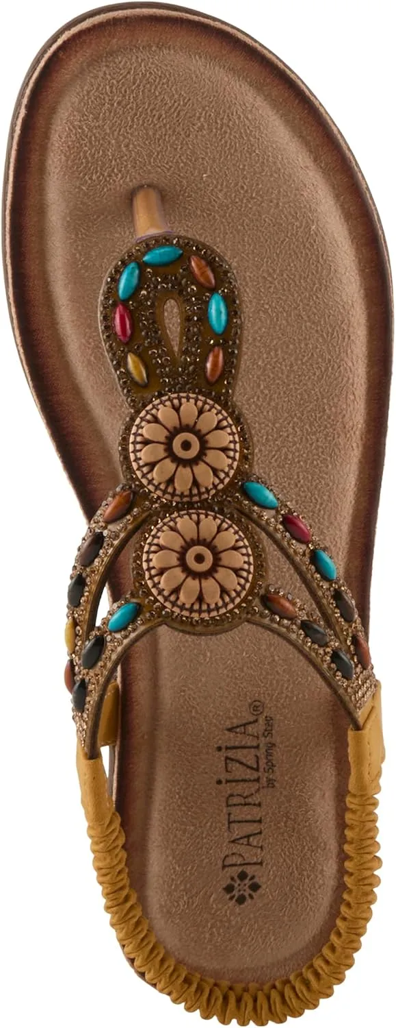 PATRIZIA Women's TYMEO Slip-on Thong Sandals - Beaded Straps, Faux Suede Footbed, Multicolored Design