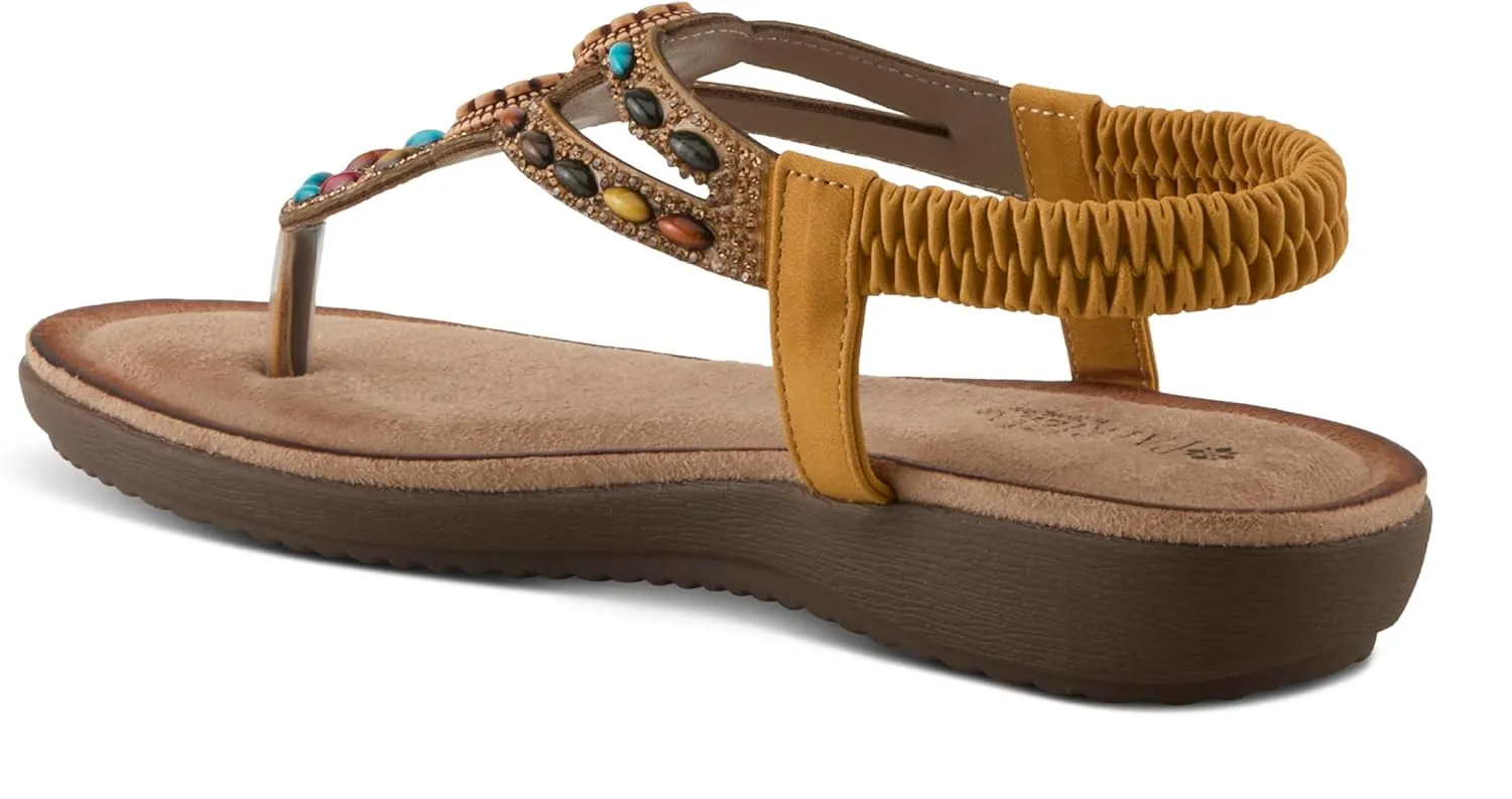 PATRIZIA Women's TYMEO Slip-on Thong Sandals - Beaded Straps, Faux Suede Footbed, Multicolored Design