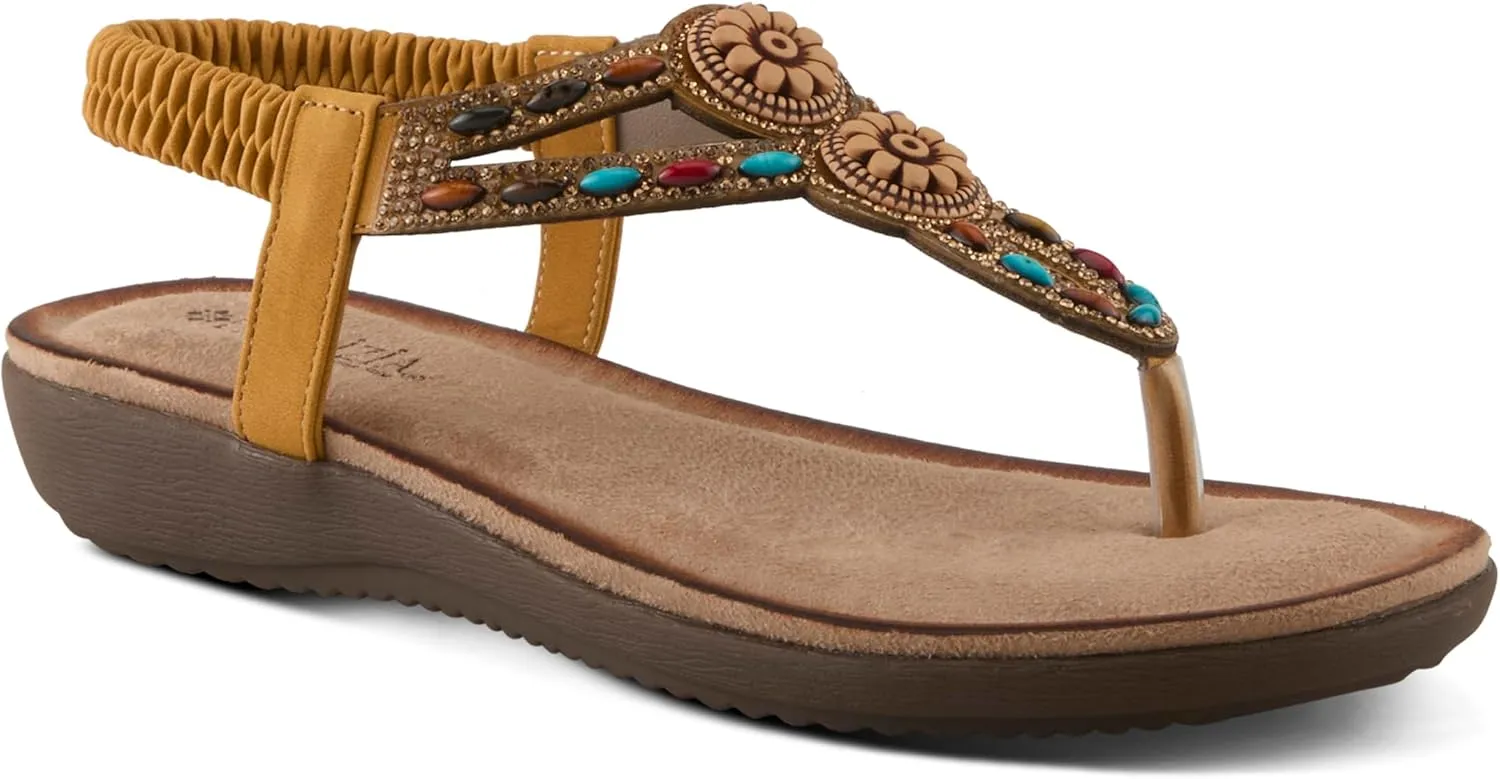 PATRIZIA Women's TYMEO Slip-on Thong Sandals - Beaded Straps, Faux Suede Footbed, Multicolored Design