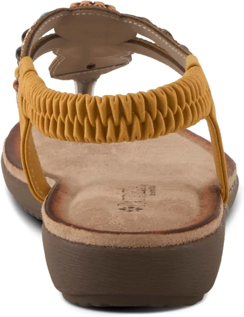 PATRIZIA Women's TYMEO Slip-on Thong Sandals - Beaded Straps, Faux Suede Footbed, Multicolored Design