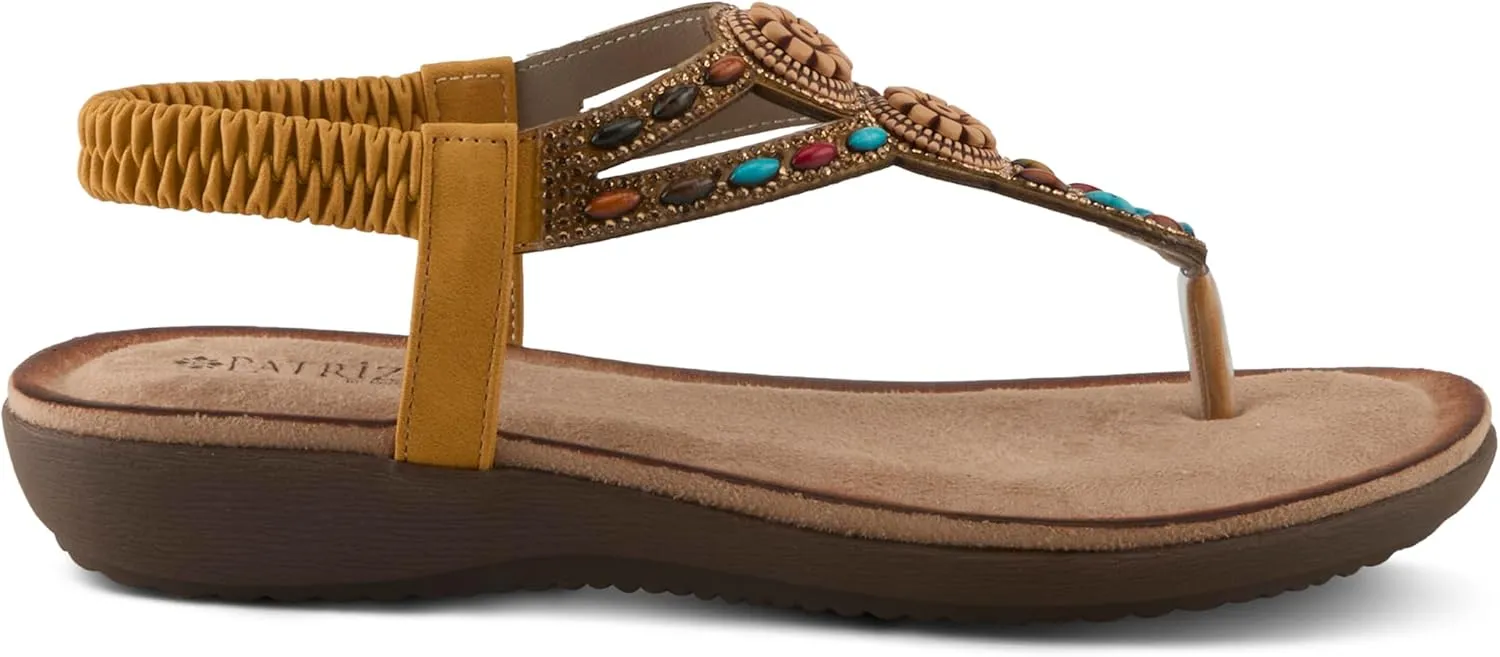 PATRIZIA Women's TYMEO Slip-on Thong Sandals - Beaded Straps, Faux Suede Footbed, Multicolored Design