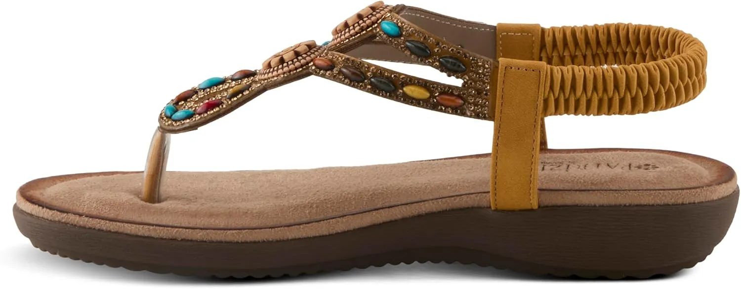 PATRIZIA Women's TYMEO Slip-on Thong Sandals - Beaded Straps, Faux Suede Footbed, Multicolored Design