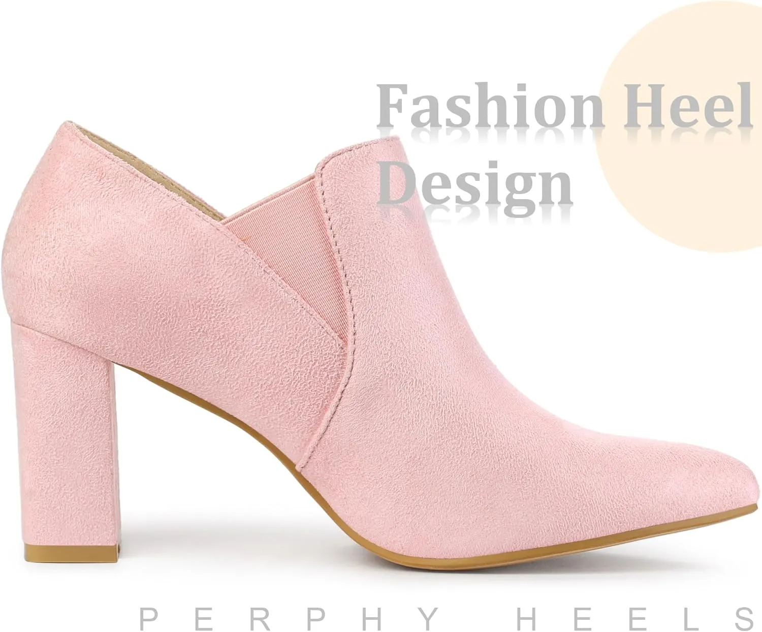 Perphy Pointy Toe Slip on Chunky Heels Chelsea Ankle Booties for Women