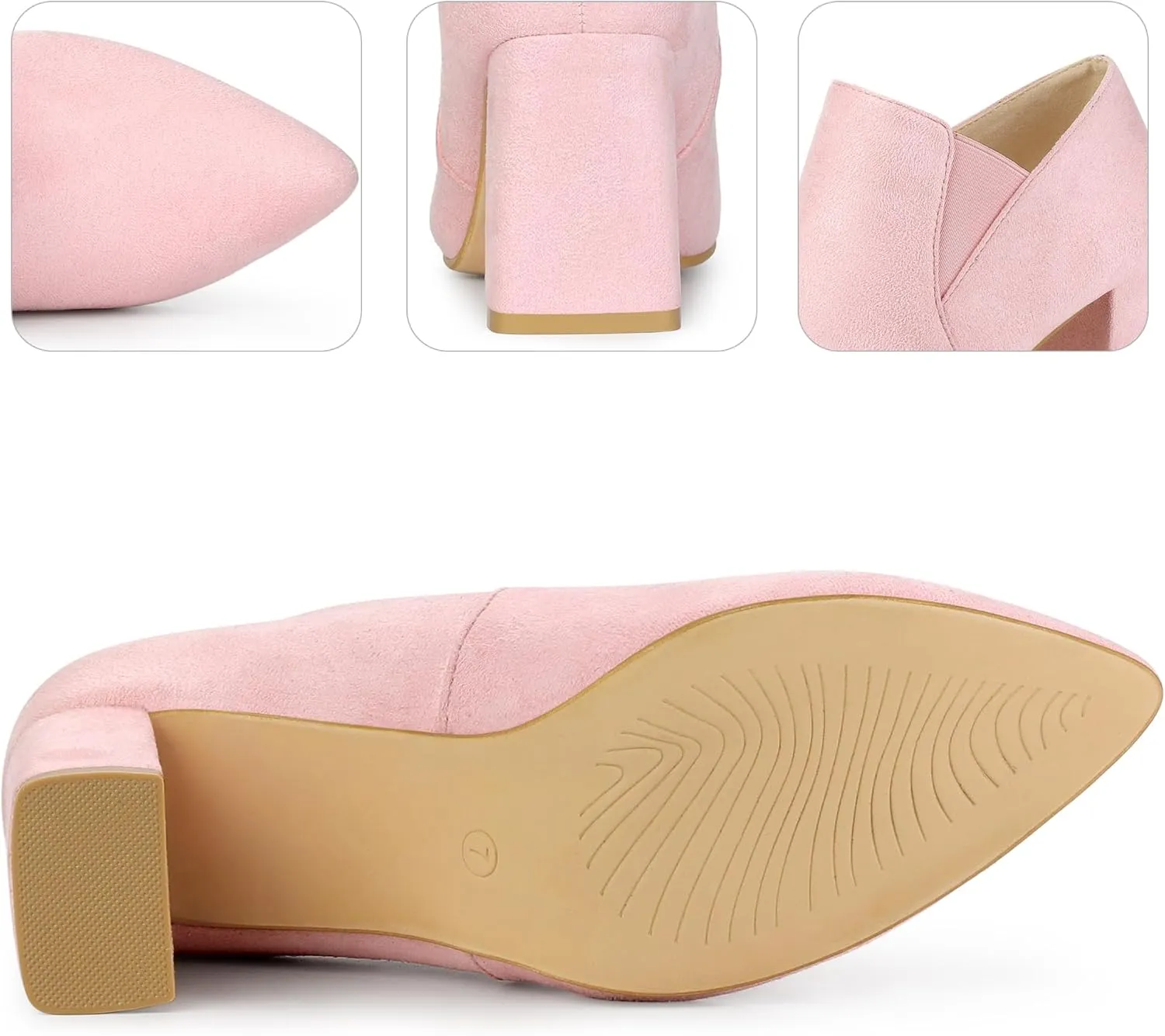 Perphy Pointy Toe Slip on Chunky Heels Chelsea Ankle Booties for Women