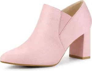 Perphy Pointy Toe Slip on Chunky Heels Chelsea Ankle Booties for Women