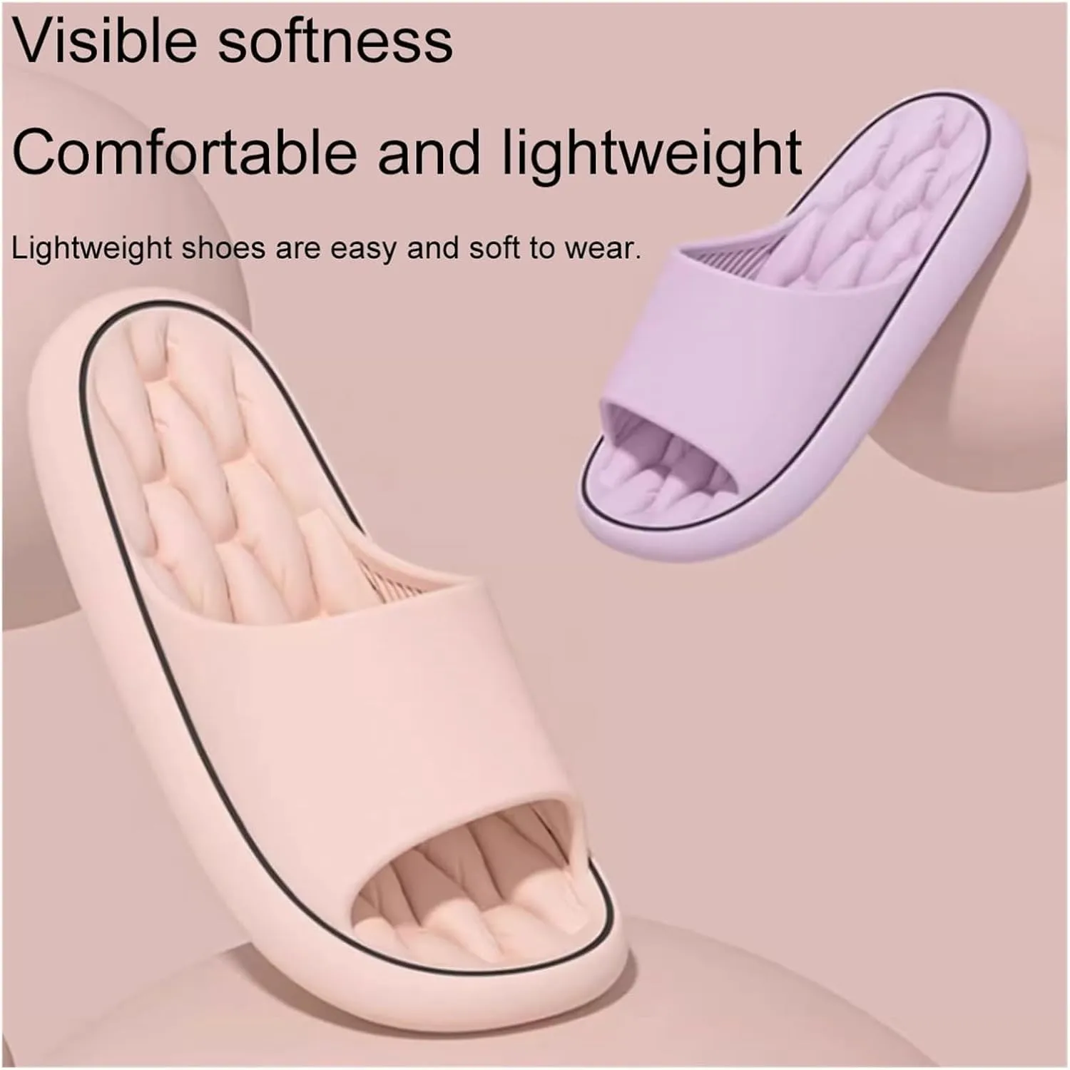 Pillow Slippers for Women and Men Massage Thick Sole Non-Slip Shower Slippers Bathroom Super Soft Comfy House Cloud Slide Slipper for Indoor and Outdoor(White,EUR38-39)