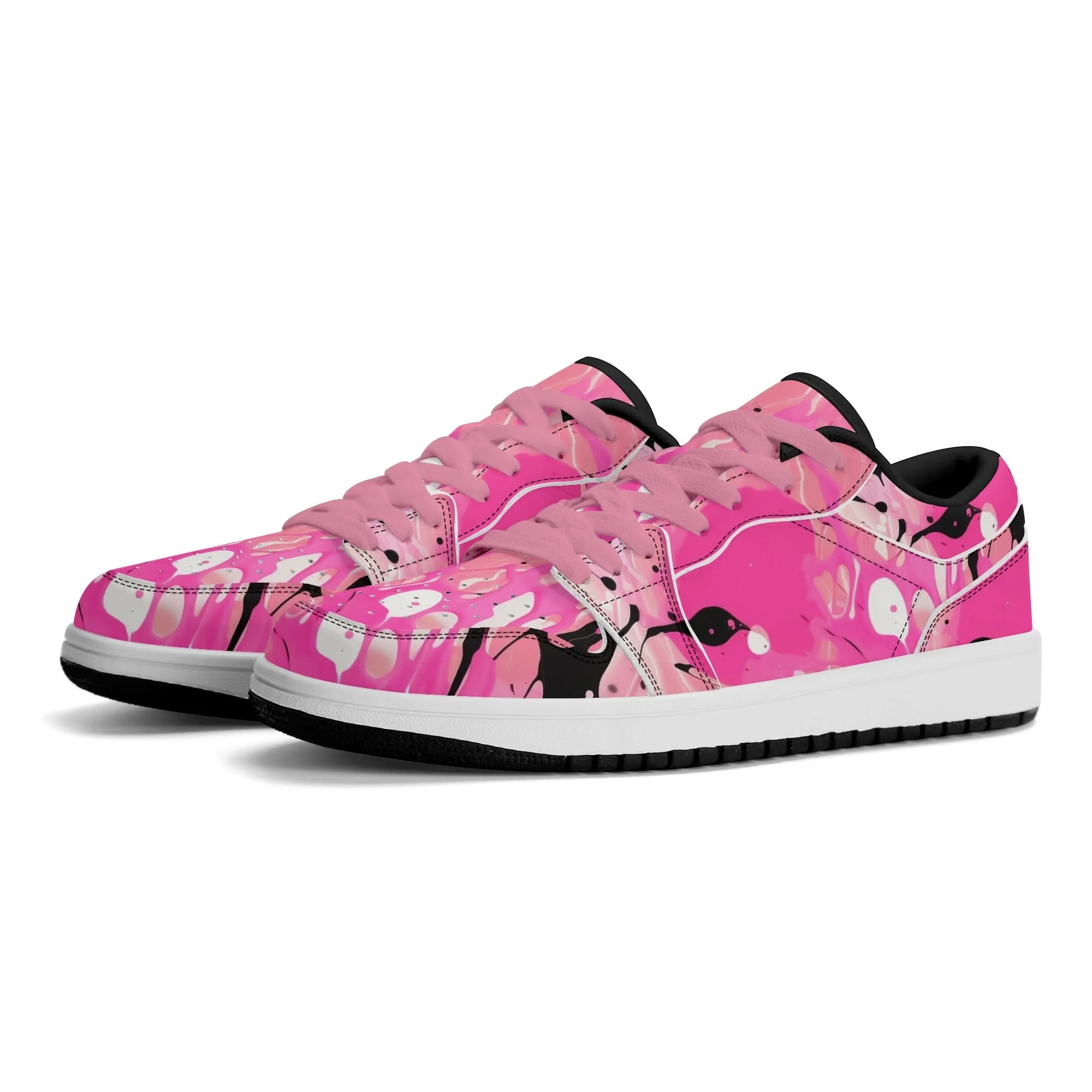 Pink Splash Low Top Leder Sneaker für Damen