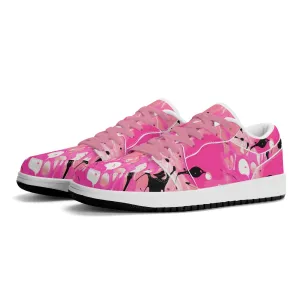 Pink Splash Low Top Leder Sneaker für Damen